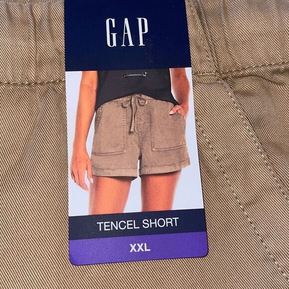 Gap Womens Tencel Cuffed Shorts Size XXL Drawstring Waist Pocket Lyocell Tan - Picture 4 of 8